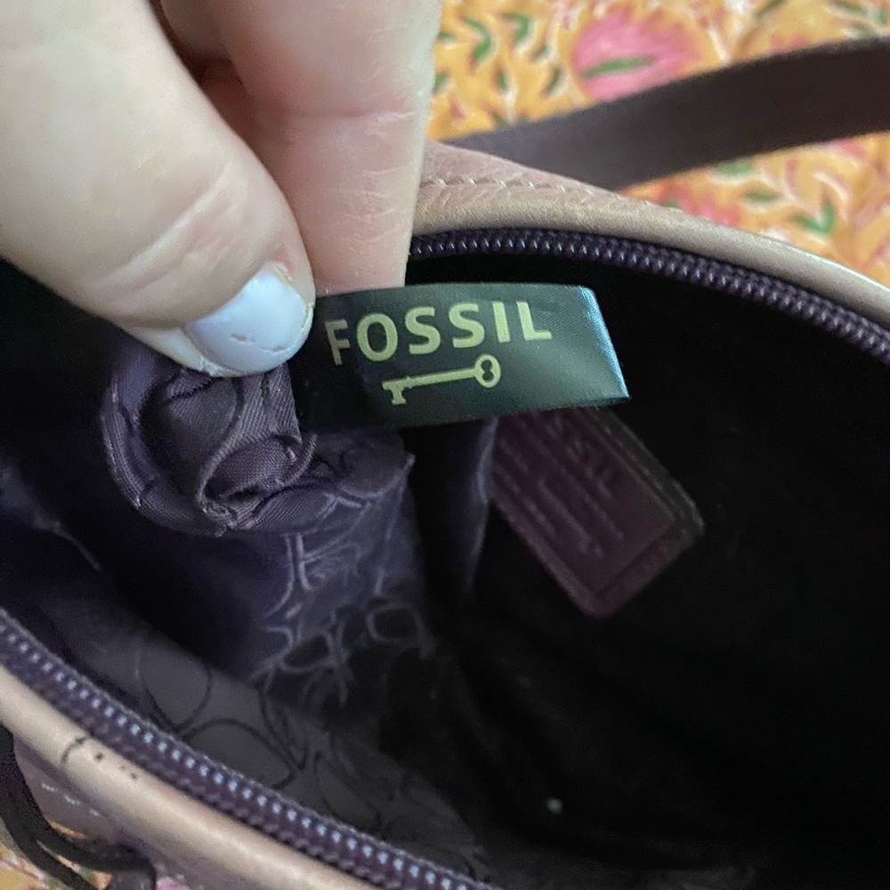 Fossil Vintage Purple Leather Shoulder Bag Handbag Women Purse - Picture 15 of 16